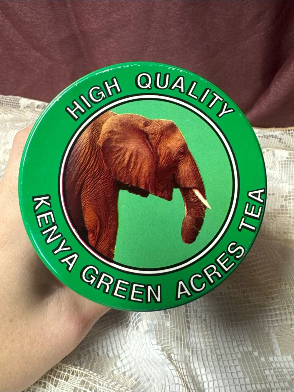 Kenya Green Acres Elephant Lion Cheetah Decorative Tea Tin Canister